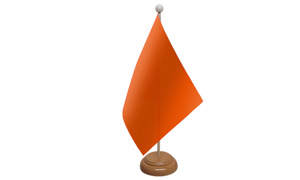 Plain Orange Small Flag with Wooden Stand